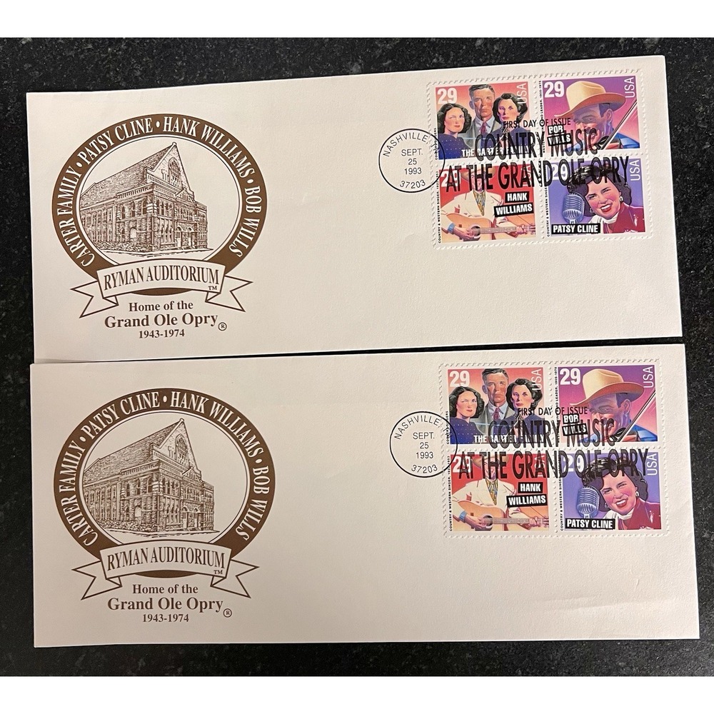 Country Music Legends 29c Stamps FDC Artmaster Cachet Ryman Auditorium 9/25/1993